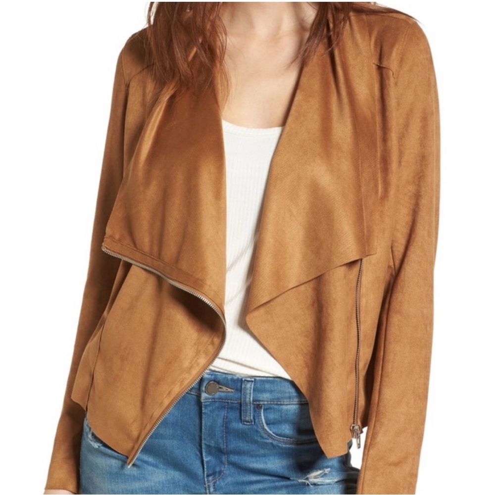 BlankNYC faux suede drop front jacket